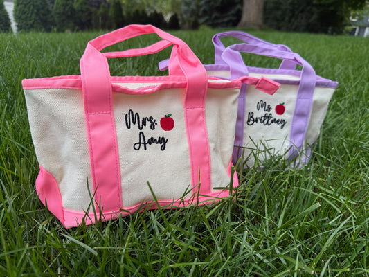 Personalized Teacher Mini Tote Bag - Embroidered