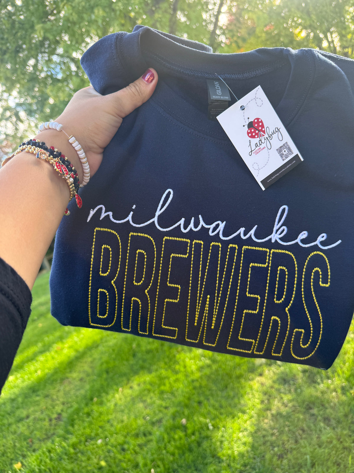 Milwaukee Baseball Diamond Stitched Embroidered Crewneck