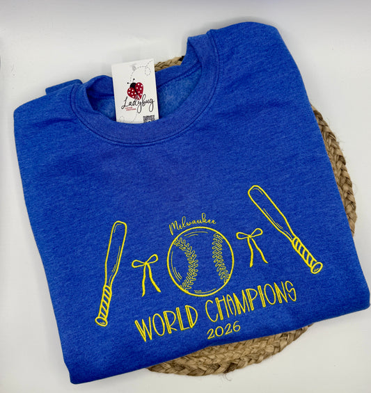 Milwaukee Baseball World Series Embroidered Crewneck