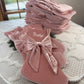 Pink Velvet Bow Personalized Christmas Stocking - Embroidered