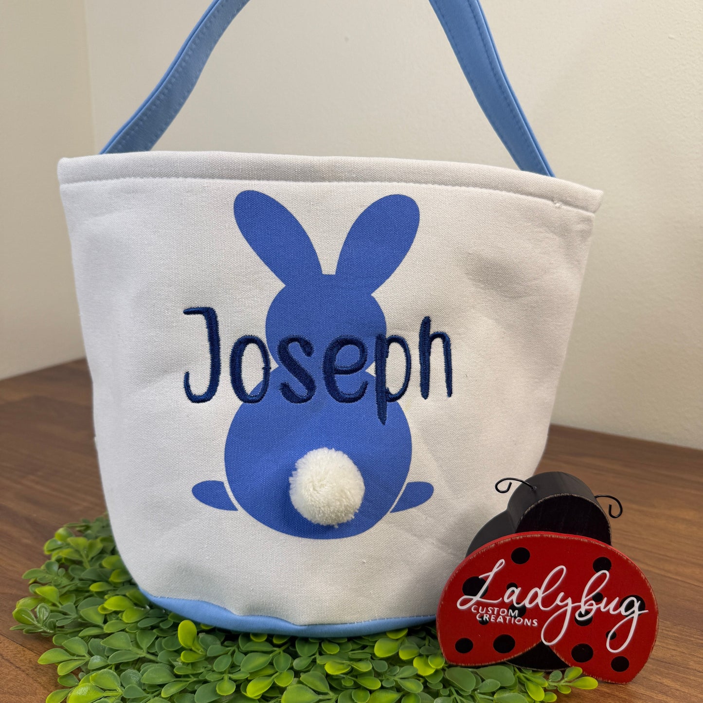 Embroidered Bunny Butt Easter Basket - Easter Tote Bag