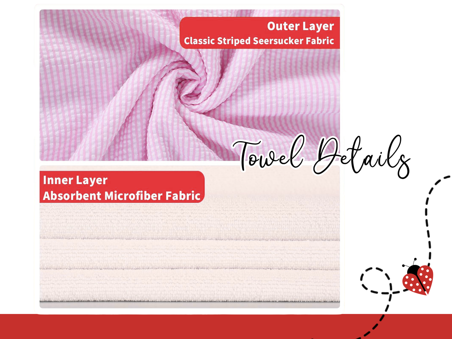 Personalized Seersucker Ruffle Kids Beach Towel, Custom Name Cotton Summer Pool Towel