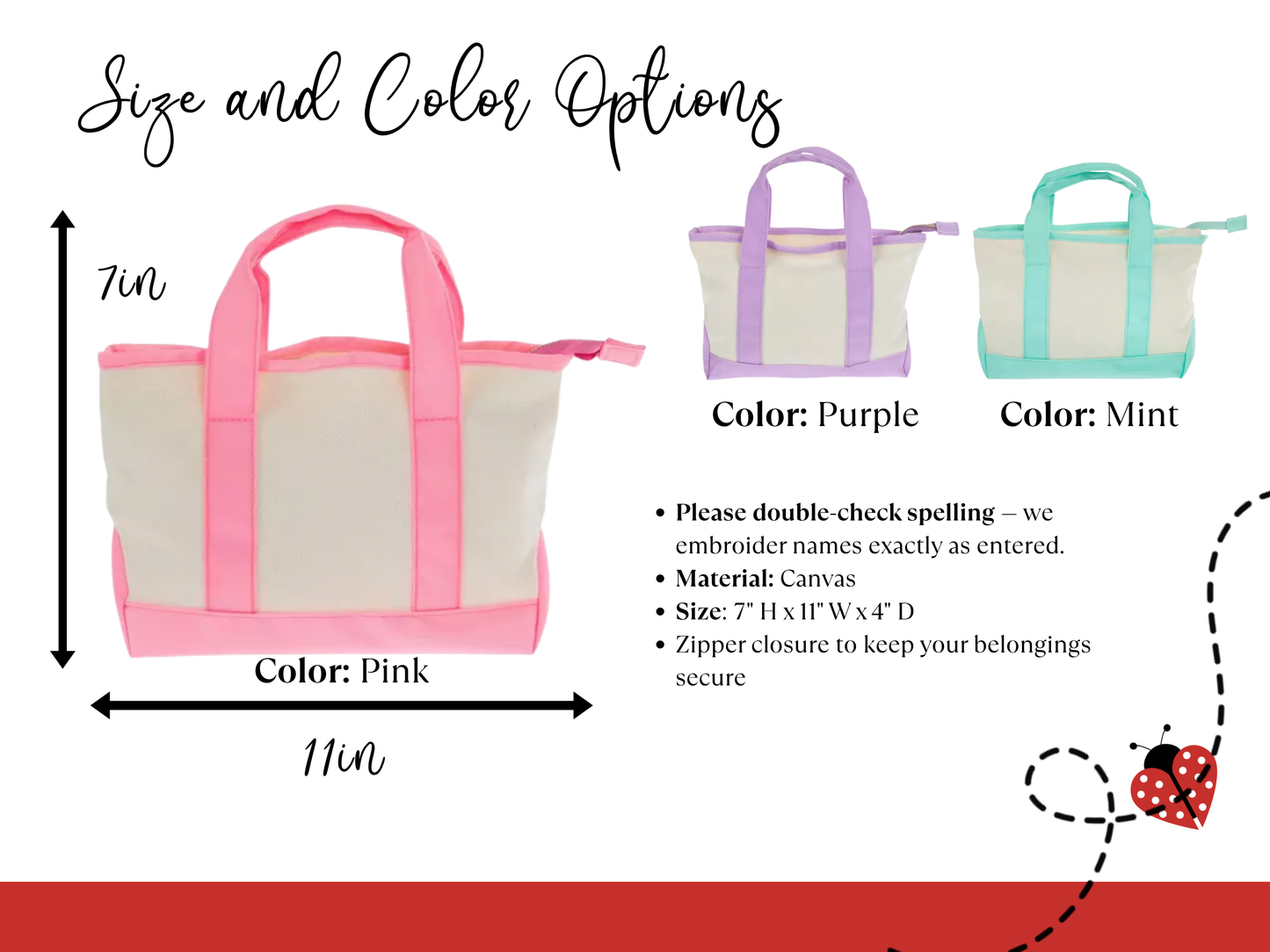 Personalized Teacher Mini Tote Bag - Embroidered