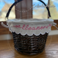 Embroidered Personalized Easter Wicker Basket with Bow Font
