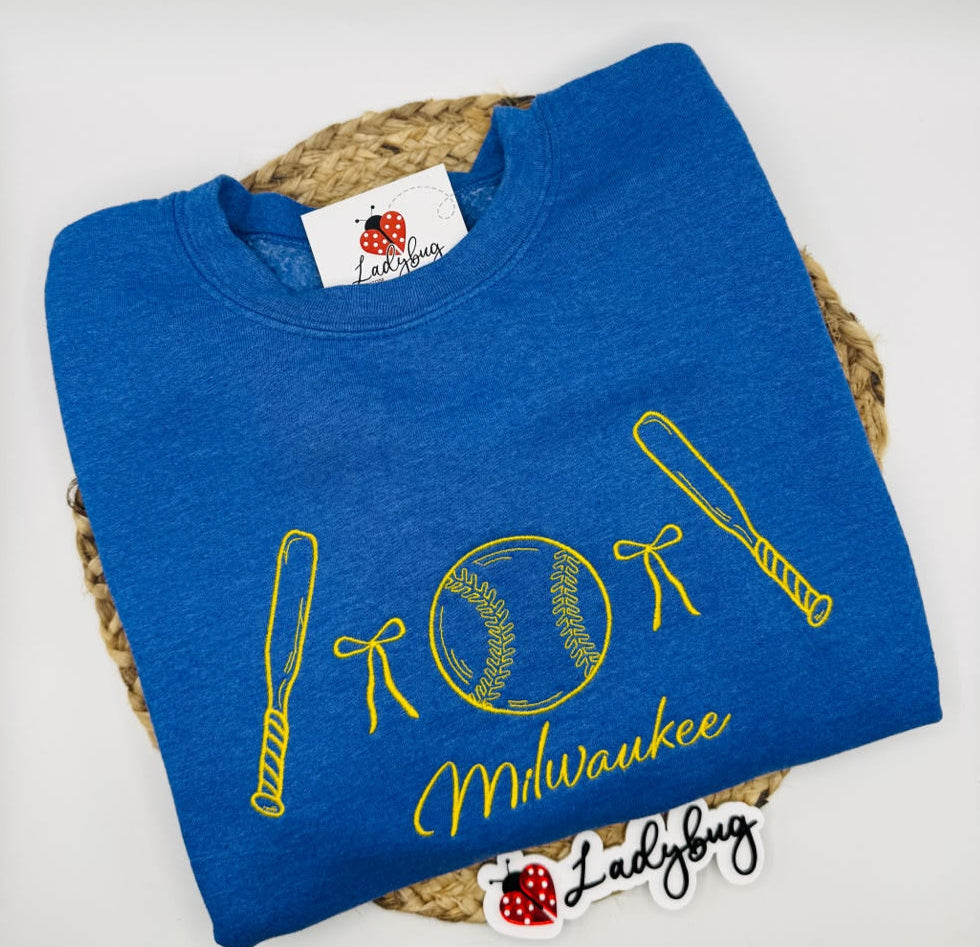 Milwaukee Baseball Embroidered Crewneck