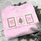 Coquette Bow Christmas Sweatshirt – Pink Bow Embroidered Postage Stamp Crewneck