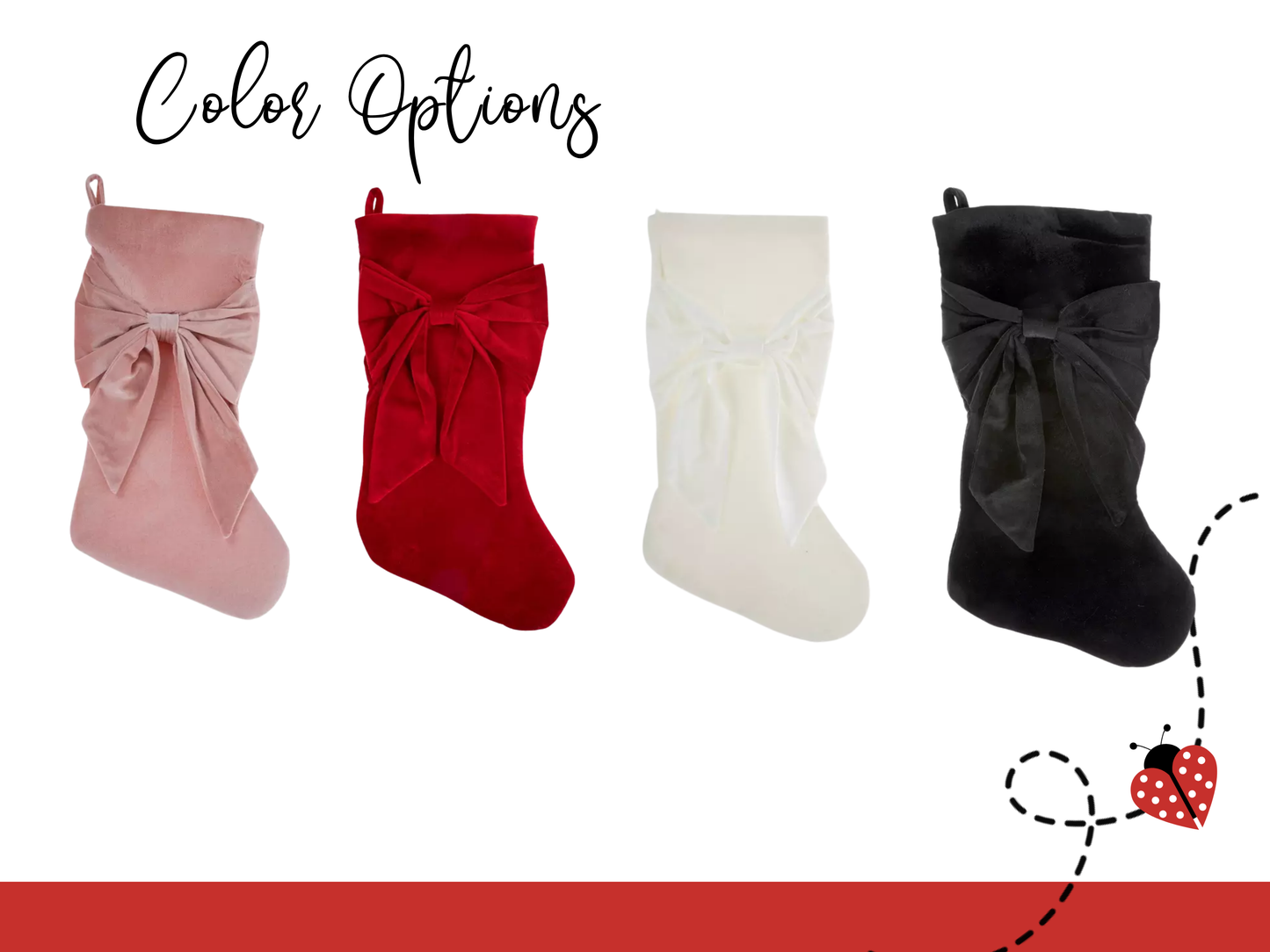 Pink Velvet Bow Personalized Christmas Stocking - Embroidered