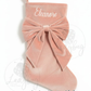 Pink Velvet Bow Personalized Christmas Stocking - Embroidered