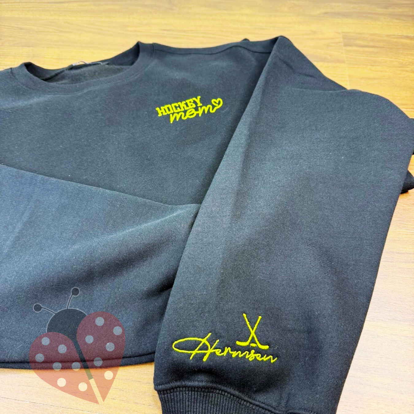 Embroidered HOCKEY Mom Sweatshirt - with Name on Sleeve