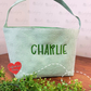 Embroidered Striped Easter Bag Basket Bucket Tote