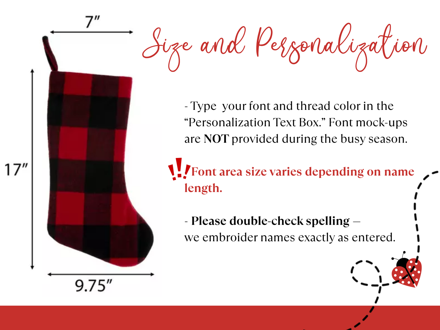 Buffalo Plaid Stocking - Embroidered Name