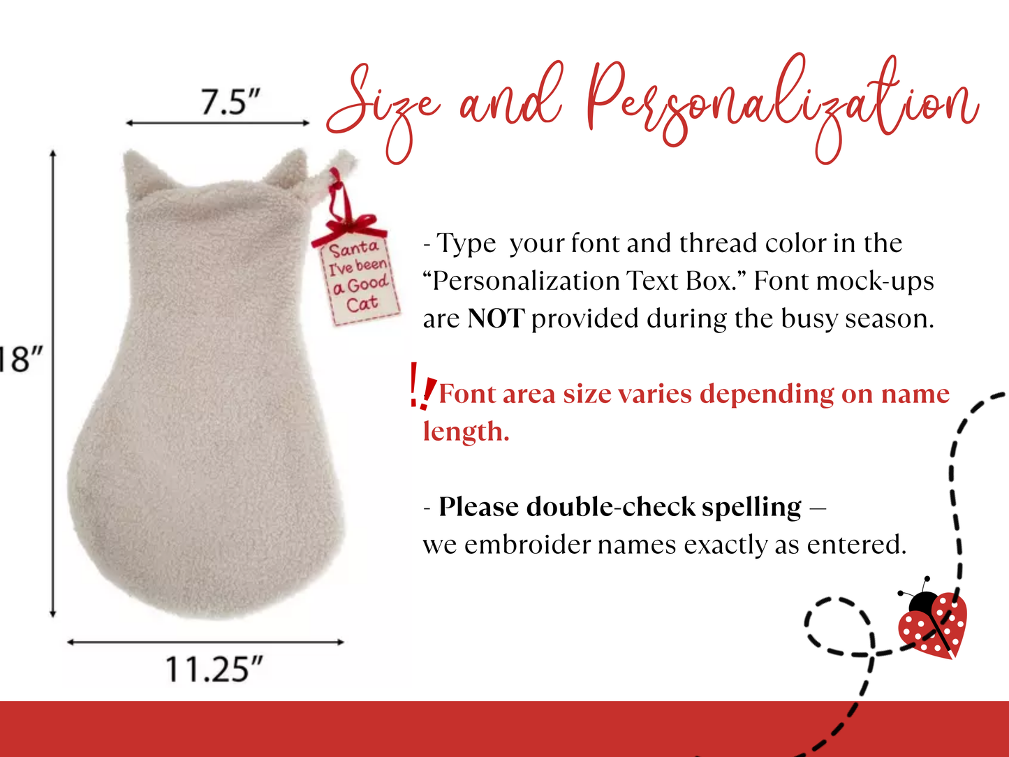 Cat Personalized Christmas Stocking - Embroidered