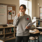 Embroidered Teacher Name Crewneck with Apple