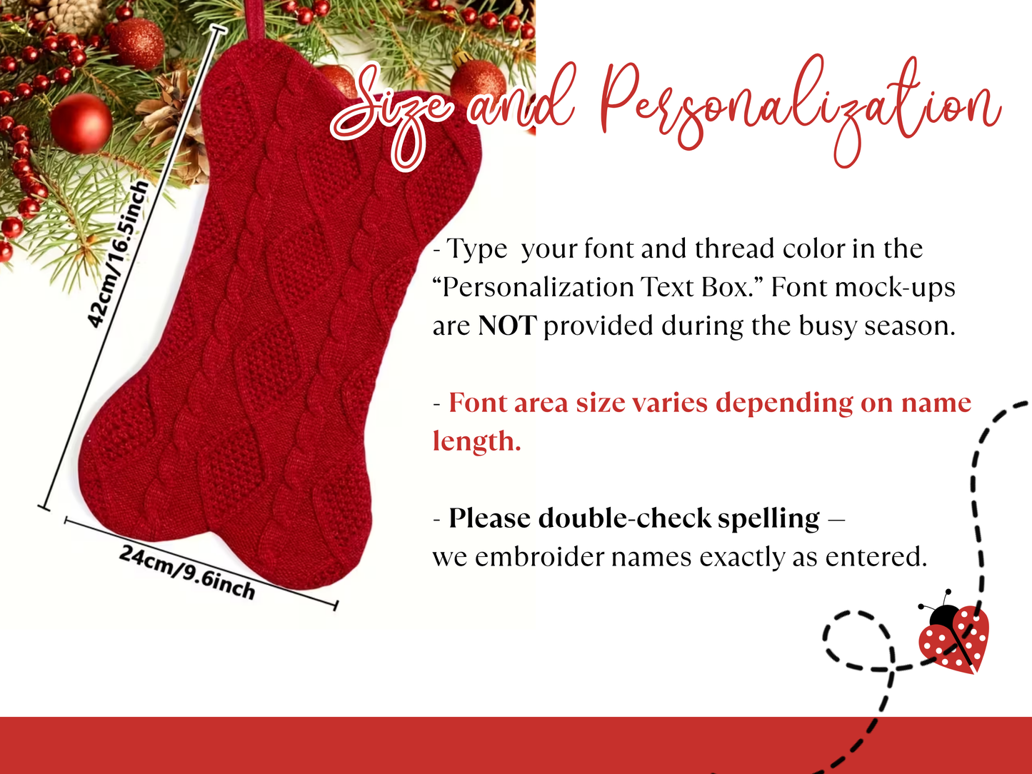 Dog Bone Knit Personalized Christmas Stocking - Embroidered