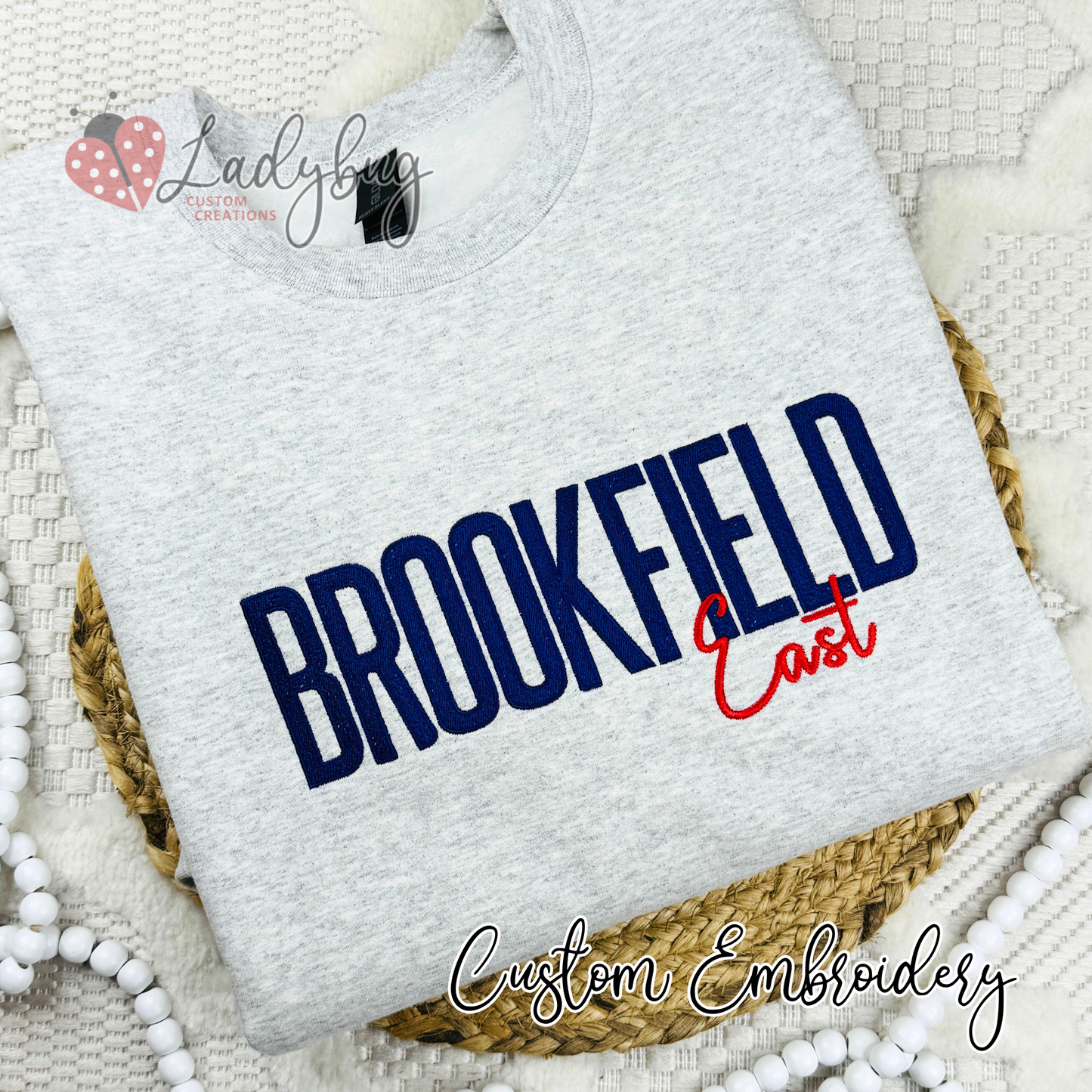 Duo Font Custom Embroidered Name Crewneck - Personalized Text Sweatshirt
